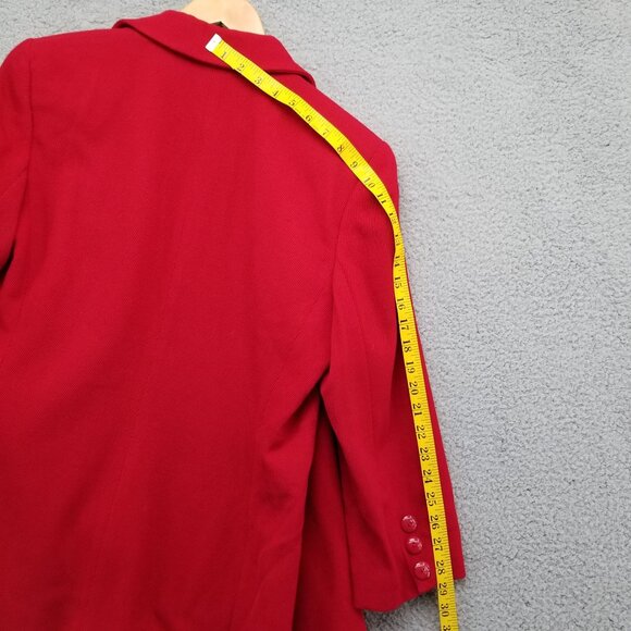 Vtg Linda Allard Ellen Tracy Blazer Jacket Womens Solid Red Wool Corduroy Sz 12P - Picture 8 of 12